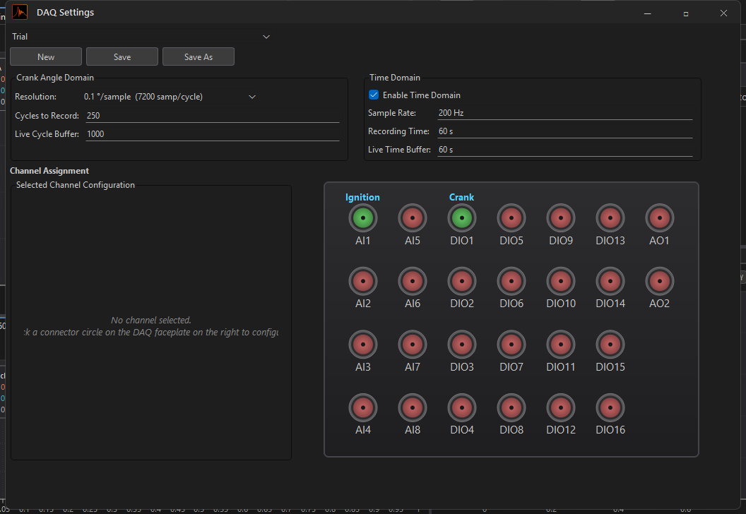 DAQ Settings Panel